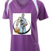  James & Nicholson Ladies' Running-T (paars/wit) Thumbnail