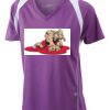  James & Nicholson Ladies' Running-T (paars/wit) Thumbnail