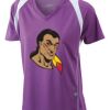  James & Nicholson Ladies' Running-T (paars/wit) Thumbnail