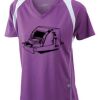  James & Nicholson Ladies' Running-T (paars/wit) Thumbnail