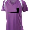  James & Nicholson Ladies' Running-T (paars/wit) Thumbnail