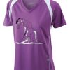  James & Nicholson Ladies' Running-T (paars/wit) Thumbnail